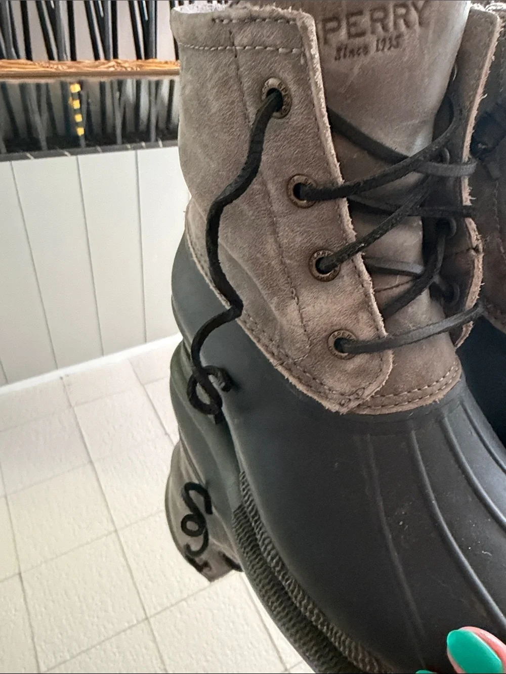 Sperry Waterproof Duck Boots in grey and Black